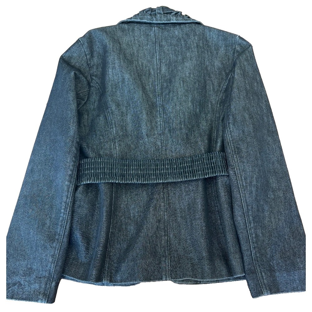 Y2K retro Simon Change Denim dark wash blazer belted womens' size 12 streetstyle - Picture 2 of 9